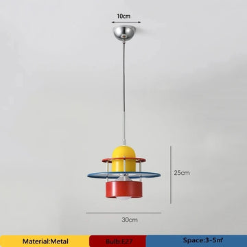 suspension lumineuse moderne rouge bleu jaune pince géométrique intérieur salon restaurant chambre