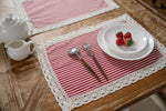 nappes table rayées dentelle rouge bleu marine blanc thème fêtes rustique traditionnel festive