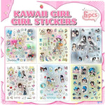 sticker kawaii autocollants mignons dessins animés personnages animaux coeurs floraux pvc multicolores scrapbooking téléphone