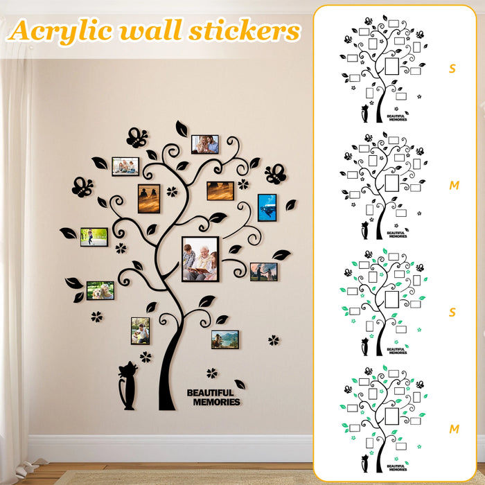 Cadre photo arbre acrylique mural adhésif en couleur bourgogne