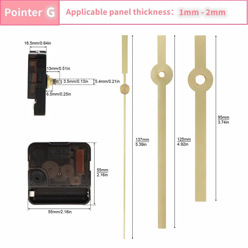 kits horlogers aiguilles quartz noir or vert blanc industriels utilitaires fixations incluses aiguilles heures