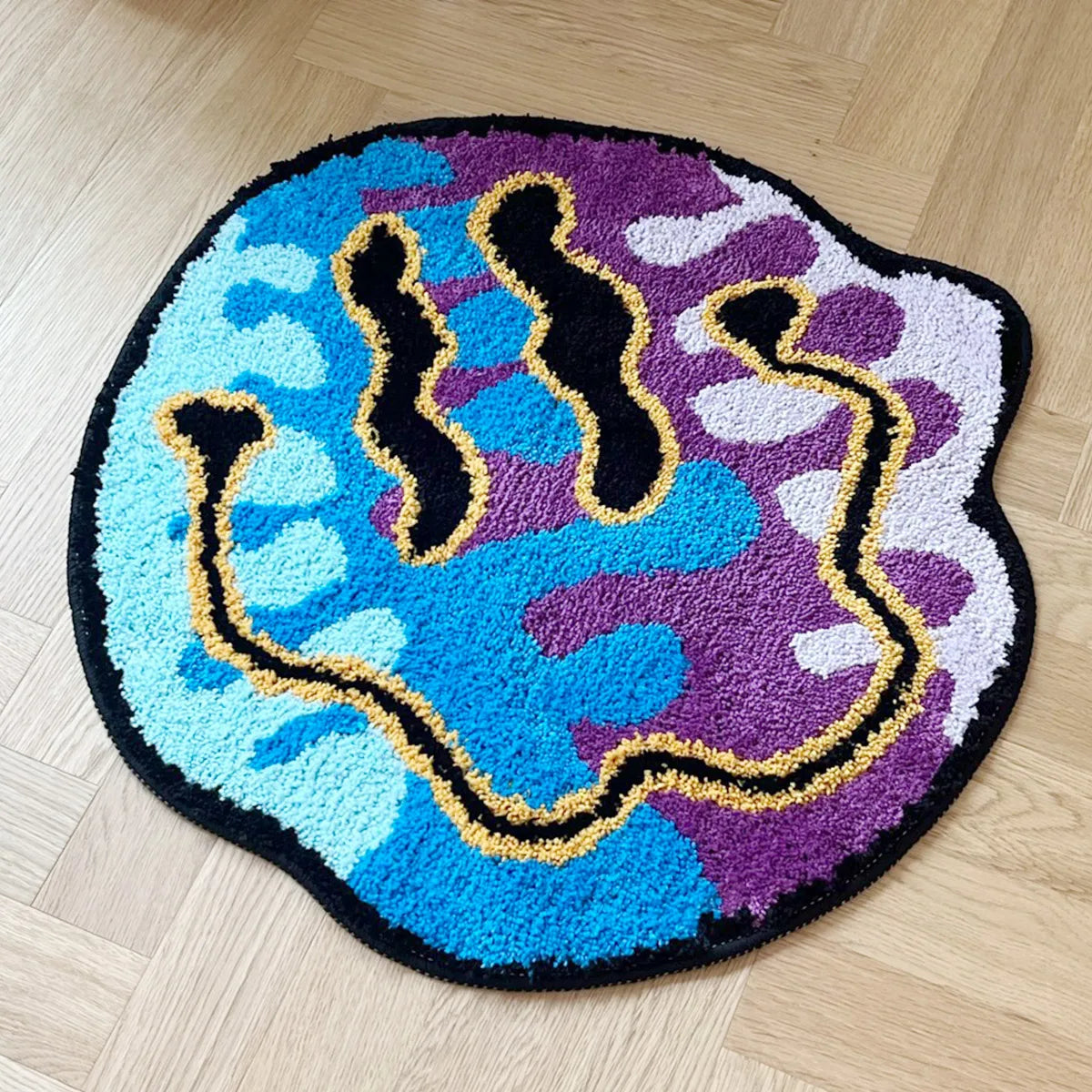 tapis tufté camouflage personnalisé bleu violet blanc noir dessin animé polyester mécanique intérieur extérieur