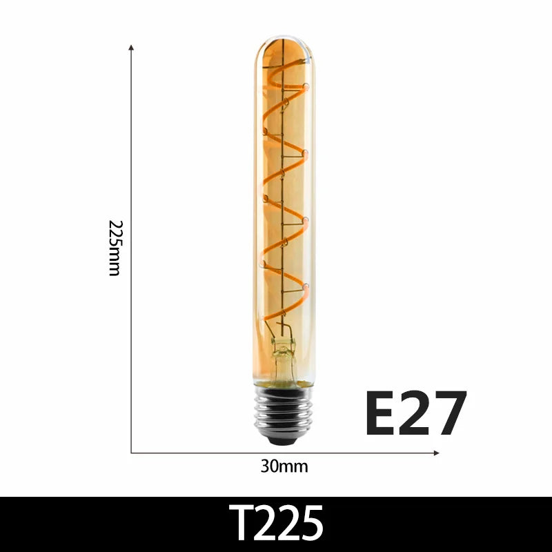 ampoules led spirale dorée retro translucides 2200k e27 4w 220v a60 c35 t45 st64