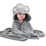 serviette bébé capuche animaux motifs doux microfibre brodés marron bleu gris rose verte