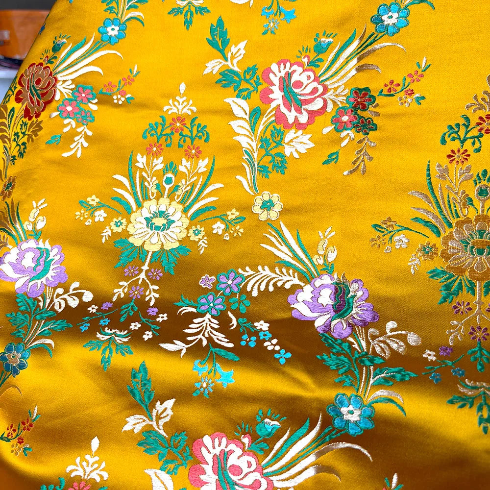 tissu brodé floral polyester opaque noir rose bleu violet traditionnel rapide respirant abrasion 75cm