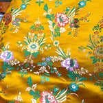 tissu brodé floral polyester opaque noir rose bleu violet traditionnel rapide respirant abrasion 75cm