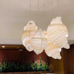 suspension lumineuse tissu spirale moderne beige marron clair câble suspendu chambre salon étude