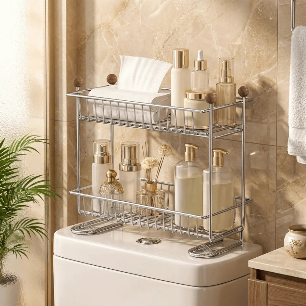 étagère salle bain chrome fileté moderne clips papier toilette serviettes flacons