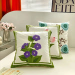 coussins peluche motifs floraux brodés modernes respectueux environnement multicolores maison hospitalité