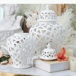 vase moderne or blanc argent réseau géométrique élégant poignée couvercle