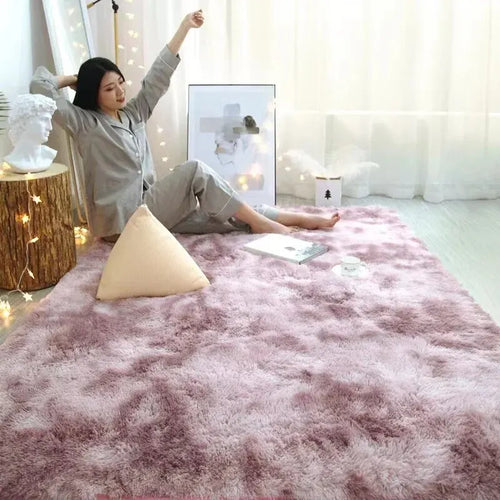 tapis intérieur moderne doux motif tie dye gris bleu rose beige salon chambre maison