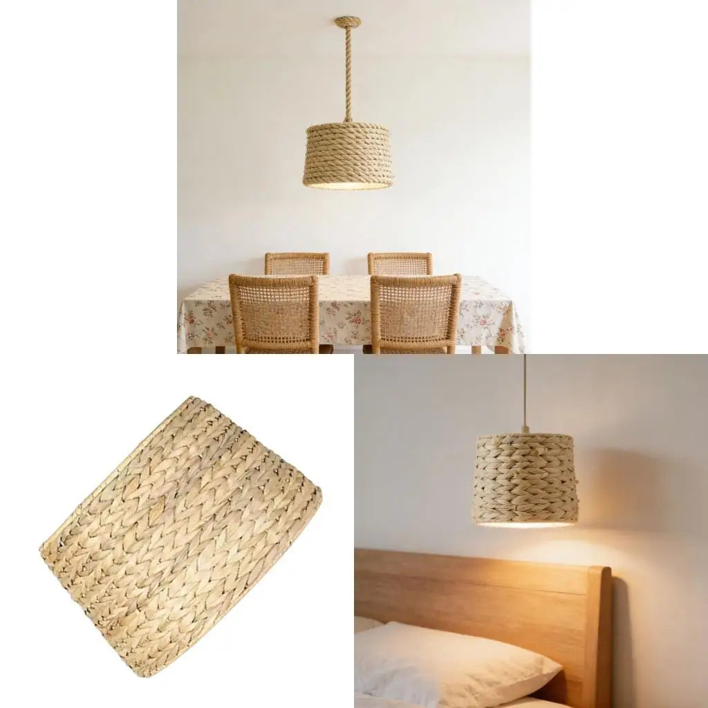 lampe suspendue tissage paille rustique beige clair maison salon cuisine
