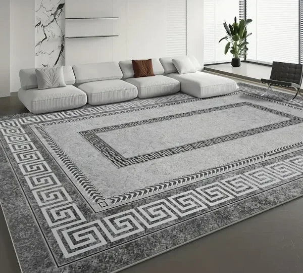 tapis moderne géométrique noir lignes or salon chambre extérieur 160cm 120cm polyester polypropylène aubusson