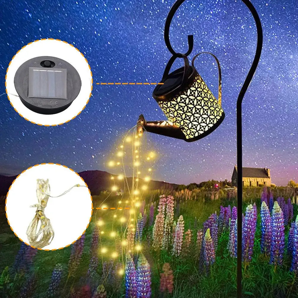 guirlande lumineuse solaire blanc motif géométrique moderne batterie solaire fil lumineux tringle fixation
