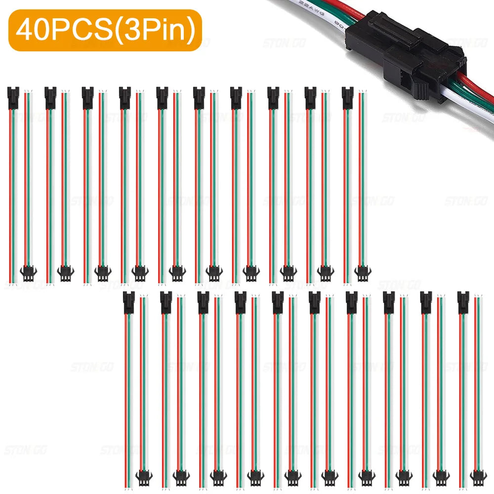 câbles électrique connecteurs mâle femelle 24v 2pin 3pin 4pin 5pin noir rouge vert