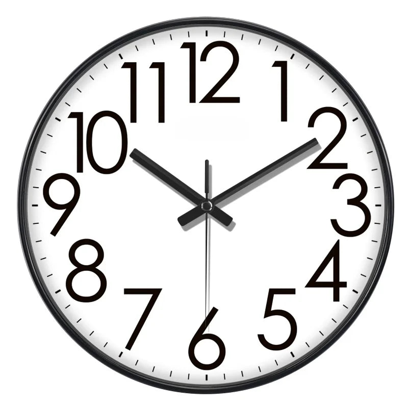 horloge murale quartz aiguille noir blanc simple facile lecture minimaliste sans tic tac moderne