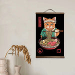 affiche toile cadre bois art japonais chat lapin samouraï décoration murale salon chambre