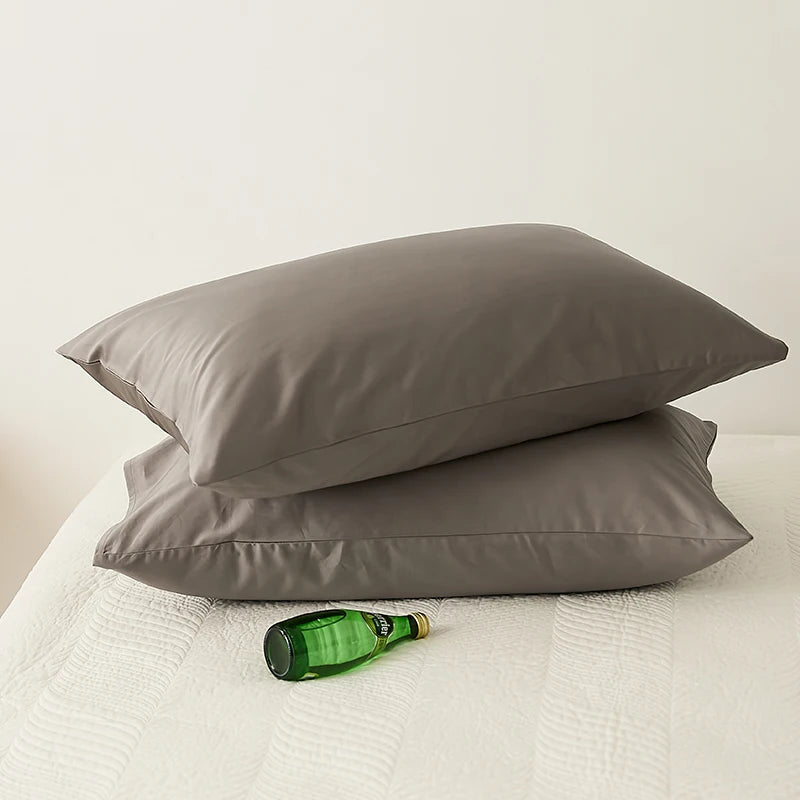 taies d'oreiller coton égyptien gris uni haute qualité maison 48x74cm respectueux environnement