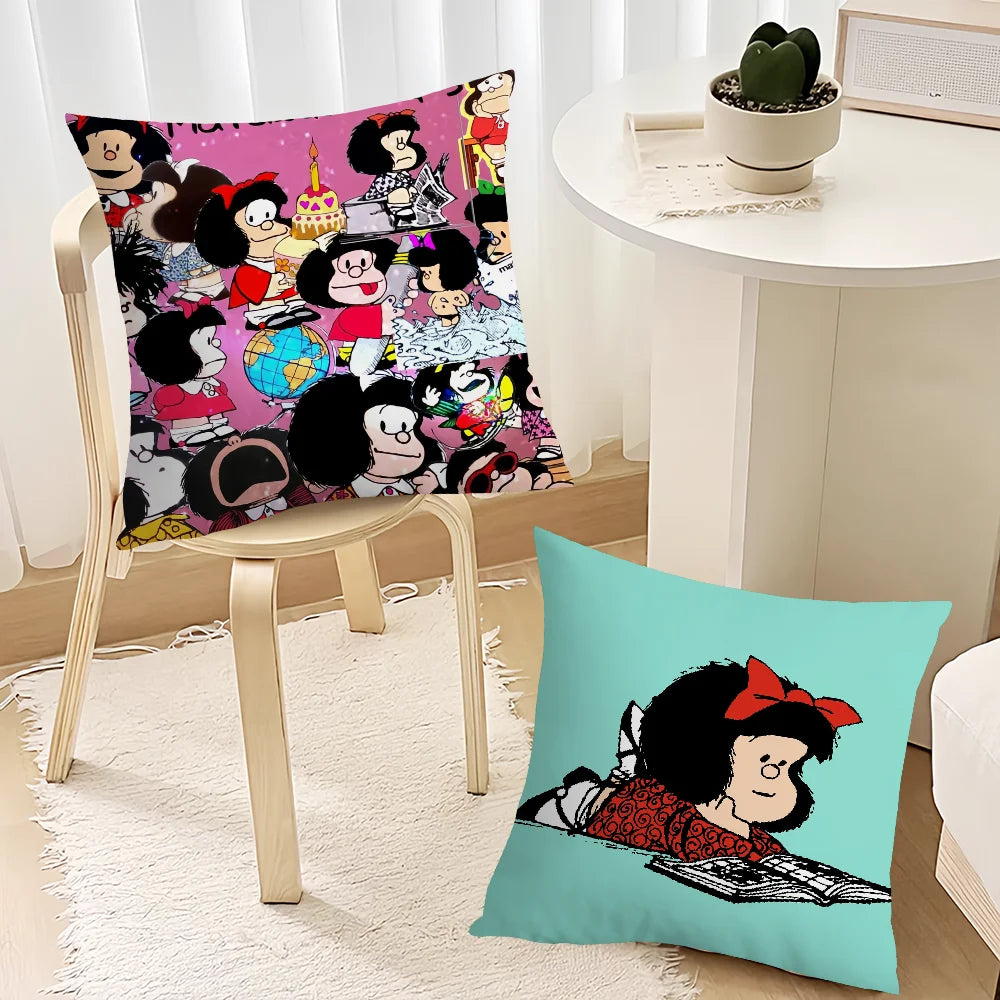 taie d'oreiller animée rose bleu gris moderne 40x40cm 45x45cm 50x50cm 60x60cm pop art personnages