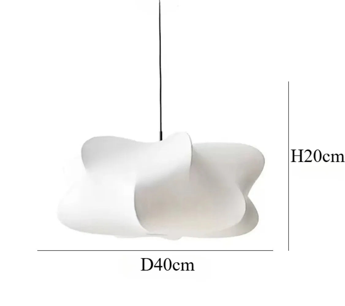 lampe suspendue moderne soie blanche beige forme organique câble noir chambre salon