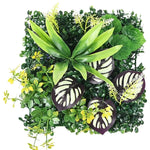 plantes artificielles murales modernes feuilles variées décoration extérieure branches naturelles