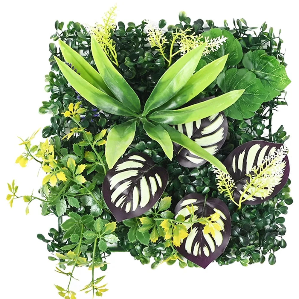 plantes artificielles murales modernes feuilles variées décoration extérieure branches naturelles
