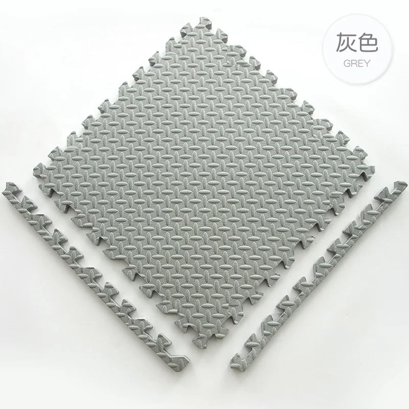 tapis sol modulable gris blanc carreaux antidérapants fitness yoga exercices