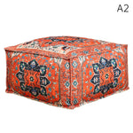 coussin sol orange bleu ethnique motifs floraux traditionnels carreaux coton polyester