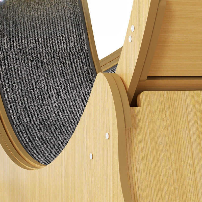 roue d'exercice hamster bois naturel moderne tapis sisal gris minimaliste fixations