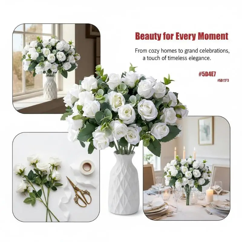 décoration intérieure bouquet roses artificielles modernes élégantes vase transparent anniversaire mariage