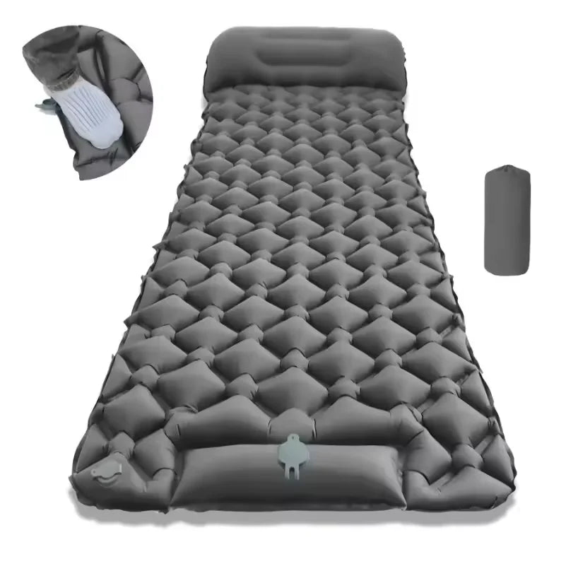 matelas gonflable bleu marine texture gouttes d'eau moderne coussin intégré 190cm 60cm camping extérieur