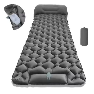 matelas gonflable bleu marine texture gouttes d'eau moderne coussin intégré 190cm 60cm camping extérieur