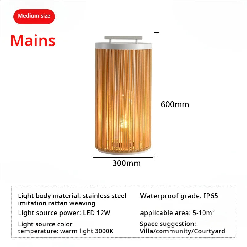 lampe solaire jardin moderne marron clair blanc rayures verticales étanche ip65 led allée patio