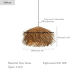 Suspension lumineuse dorée fibre naturelle moderne rustique salon lumière LED 249 2000 lumens(toucher interrupteur)