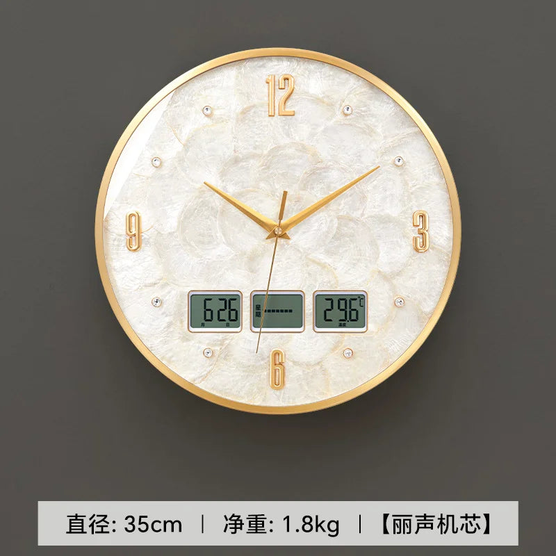 horloge murale moderne or blanc élégante aiguille dorée salle couloir decoration maison fixation invisible
