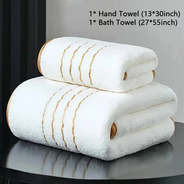 serviettes bain blanches grises bleu marine rayures dorées absorbantes maison bain moderne 70x140cm