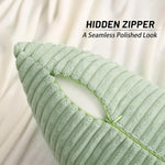 Détail fermeture à glissière invisible housse coussin vert sauge