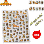 autocollants ongles garfield dessins animés orange blanc vert marron noir adhésifs cartoonaufs ongles DIY