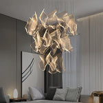 suspension lumineuse contemporaine dorée organique ondulée chaînes suspendues flux lumineux élevé certification rohs ul