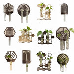 porte plantes moderne porte clés adhésifs hexagonnels motifs géométriques plantes artificielles marron foncé minimaliste