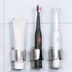 porte brosses dents argenté moderne rangement brosses électriques ligne horizontale salle bains étanche adhésif
