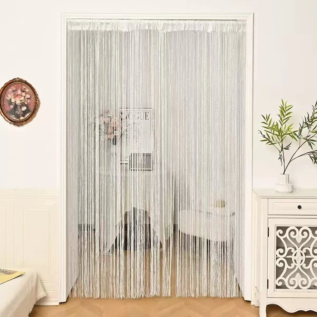 rideau chaîne moderne argenté brillant opaque 100x200cm chambre salon decoration fête mariage