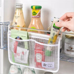 organisateur porte réfrigérateur sac transparent maille polyester réutilisable moderne crochet étiquette rangement cuisine