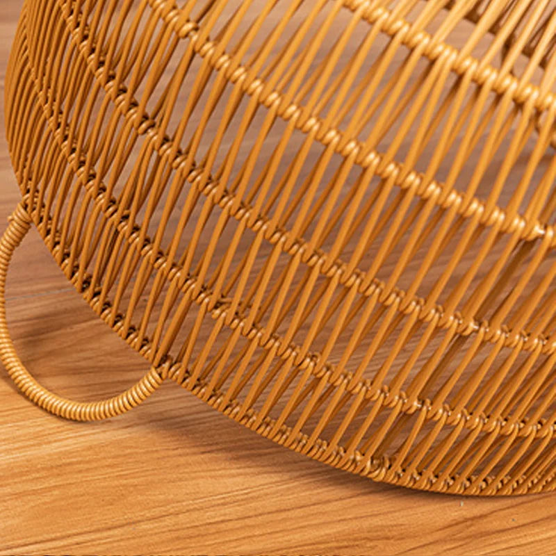 panier rond tressé marron clair bohème rangement chambre salon articles divers respectueux environnement