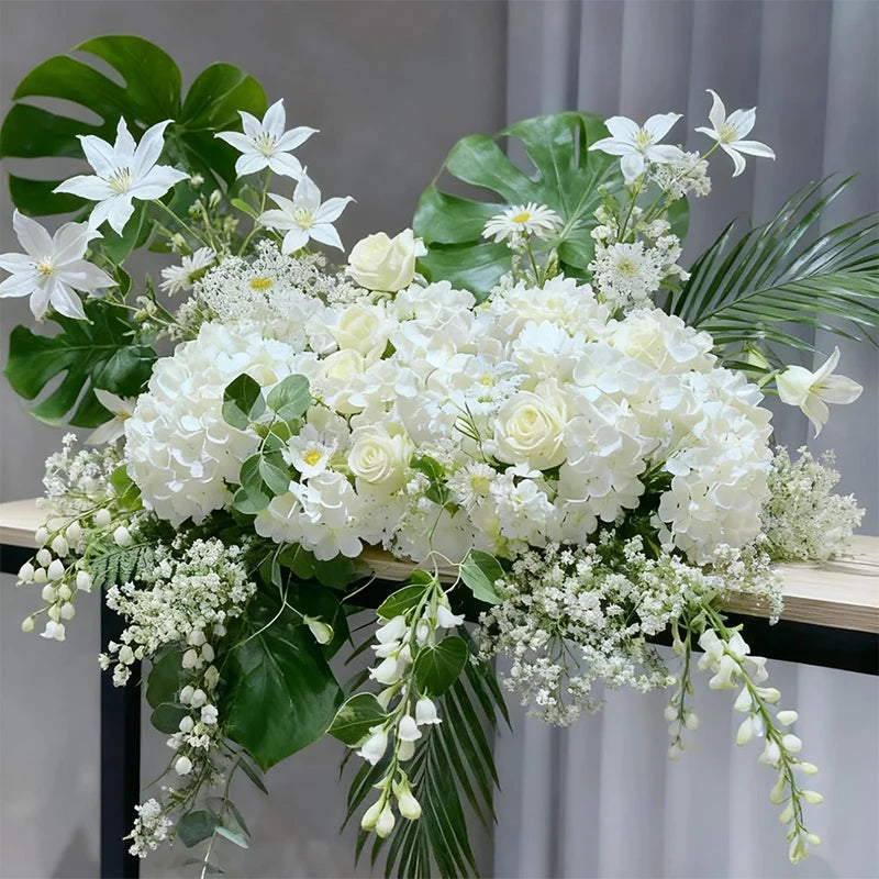 bouquet fleurs artificielles hydrangées blanc moderne mariage décoration intérieure anniversaire baby shower