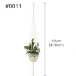 support plante suspendu macramé boho artisanal blanc beige orange tissé oeilletsextérieur exposition arbres