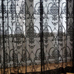rideau noir blanc floral ajouré translucide classique élégant anneaux métalliques mur rideau fenêtre
