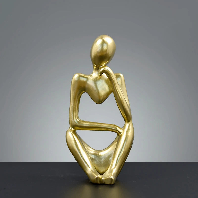 statuettes decoratives abstraites modernes or resine lisses minimaliste ornement maison