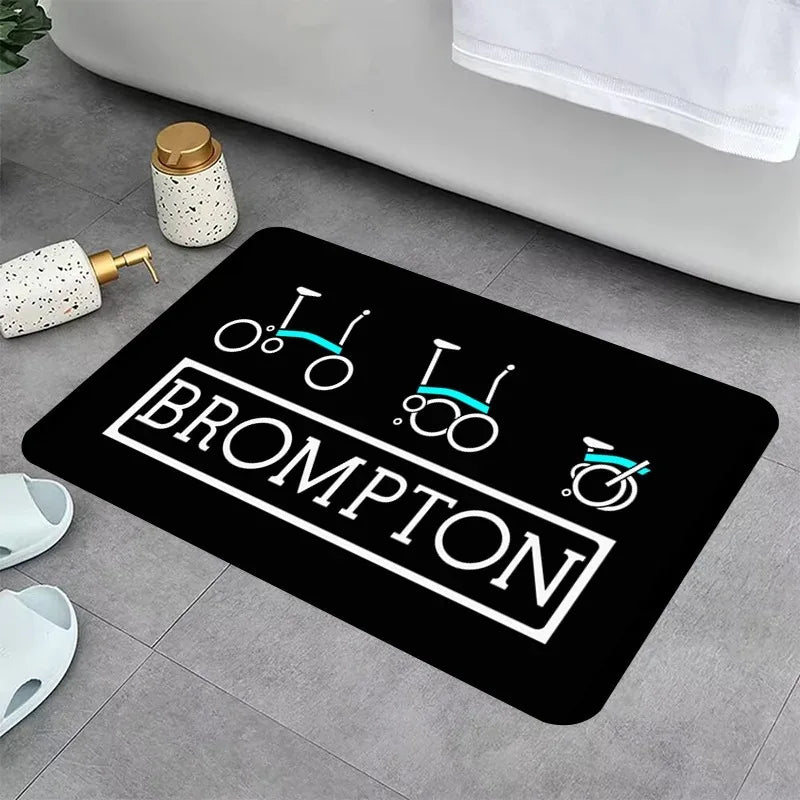 tapis moderne logo brompton antidérapant polyester imperméable chambre graphique floral adultes