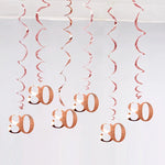 décoration anniversaire guirlande spirale rose doré moderne fête 21 30 40 50 années